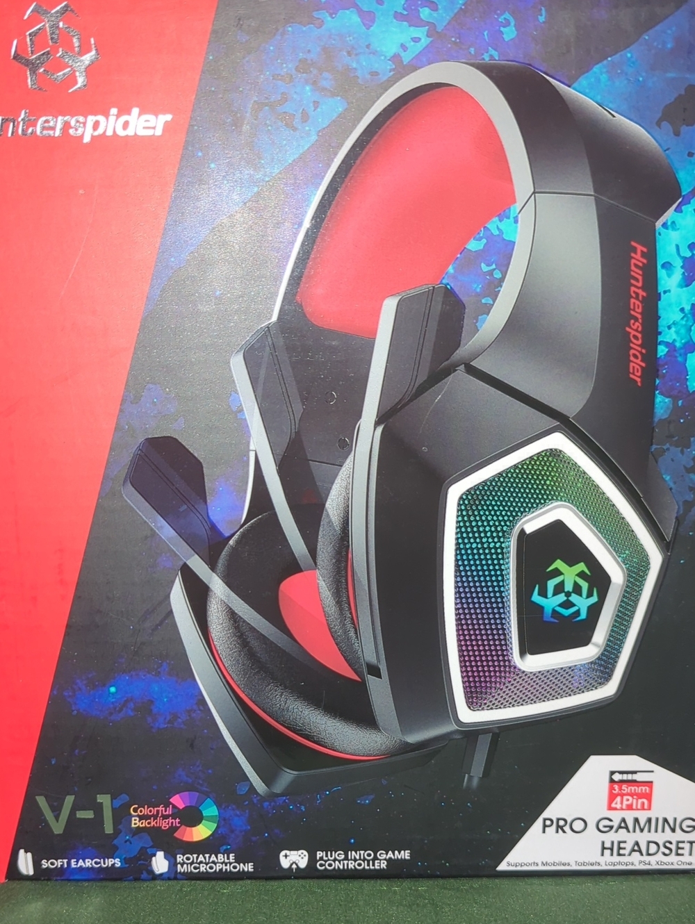 Hunter V-1 Pro Gaming Headset - Black & Red